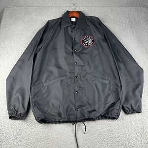 Vintage Toronto Raptors Coach Jacket Large Tall Black Nylon Made USA 90s
